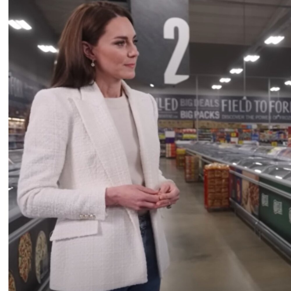 Zara Gray Textured Blazer ASO Kate MIddleton